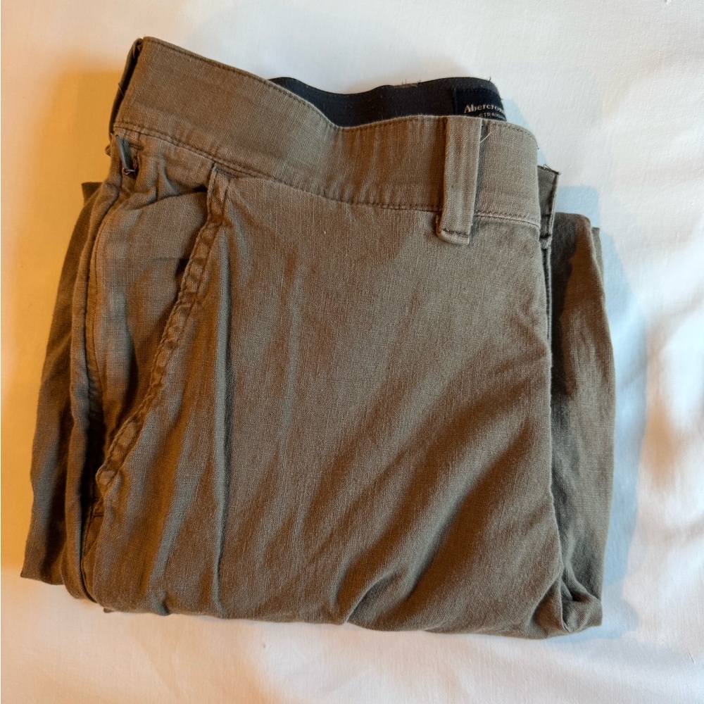 Abercrombie men’s linen pants brown/green color